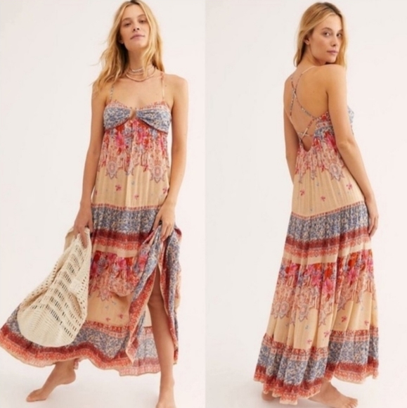 Free People Dresses & Skirts - FREE PEOPLE Give A Little Maxi Boho Dress Mixed Print